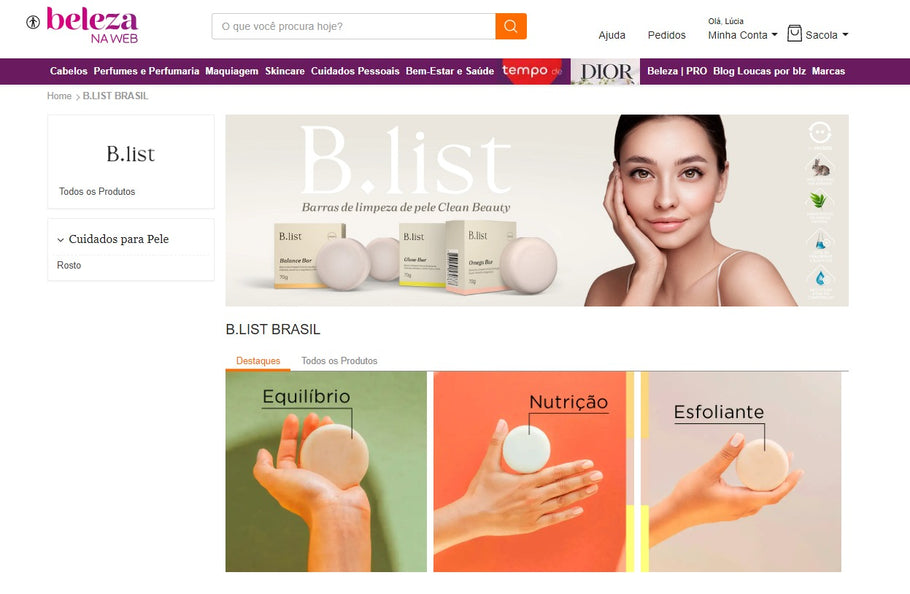 Lanzamiento de la marca de belleza limpia B.list Brasil en Belleza en la Web